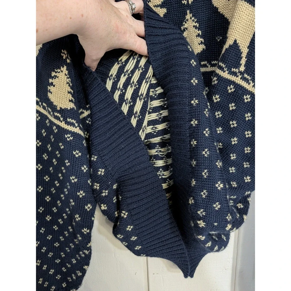 Vintage Old Navy Vintage Reindeer Fair Isle Navy Wool‎ Blend Sweater Holiday